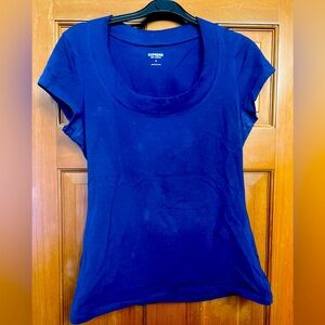 EXPRESS Sexy Stretch Scoop Neck Tee, M, Royal Blue. Gently worn.
